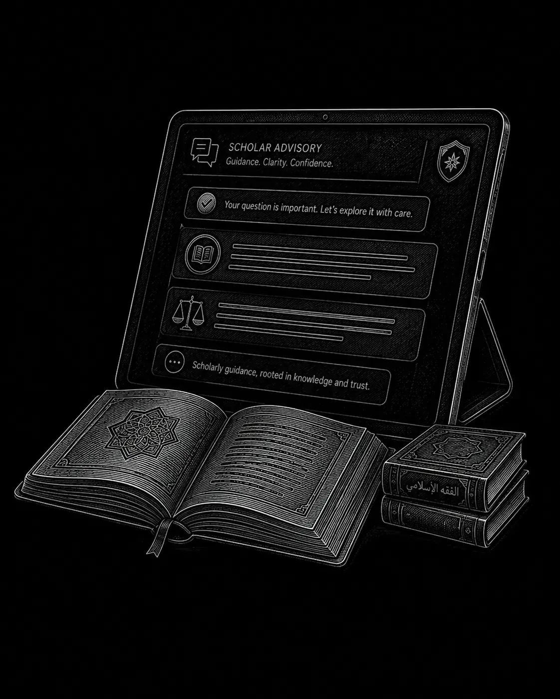 Scholars — engraved illustration