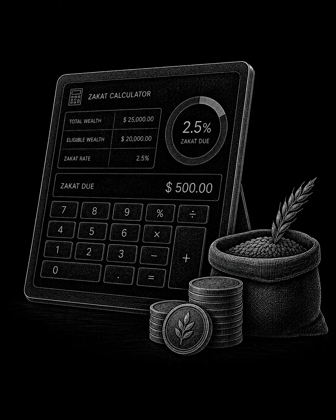 Zakat — engraved illustration